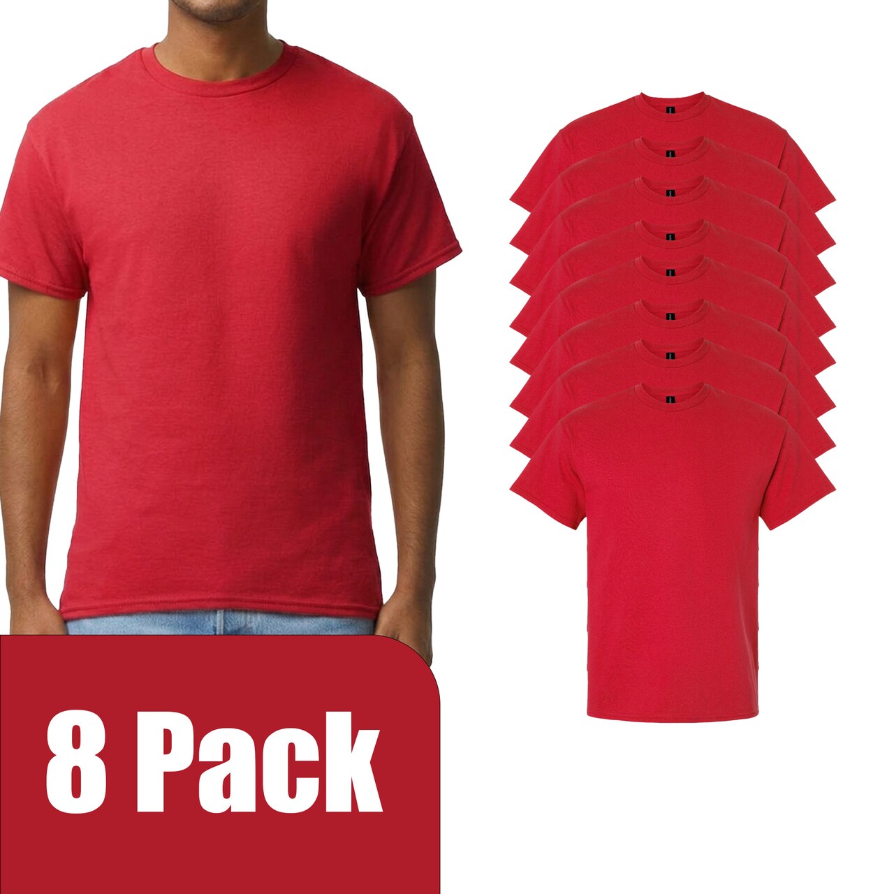 Gildan Men's Ultra Cotton Short Sleeve T-Shirt, Adult Crewneck Blank Tee for DIY Printing, Red, S–5XL